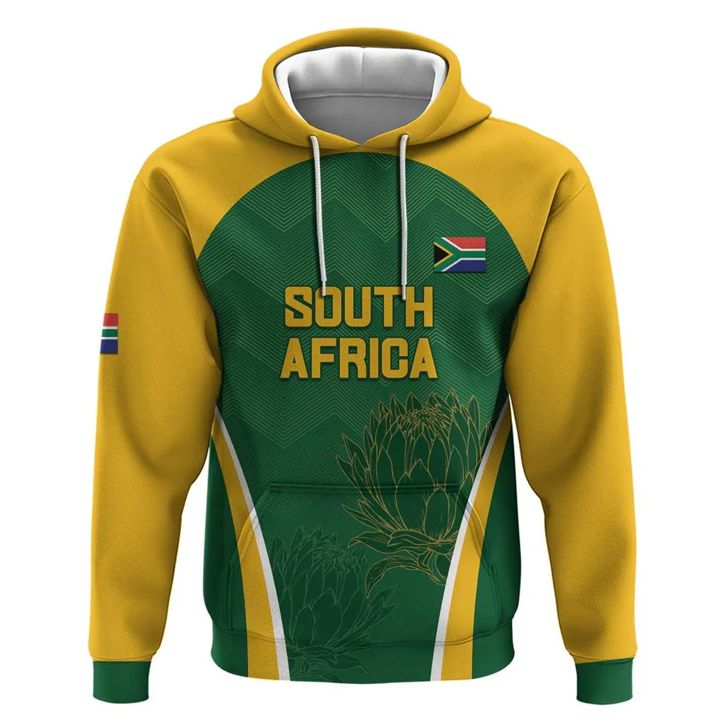 Custom South Africa Cricket Zip Hoodie Go Champions Protea Pattern LT05