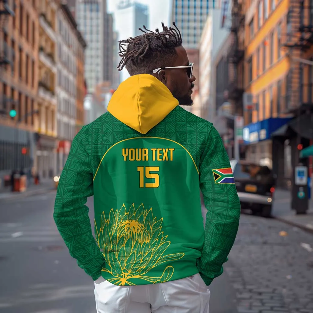 Custom South Africa Zip Hoodie Lion Mascot Proteas Cricket LT15