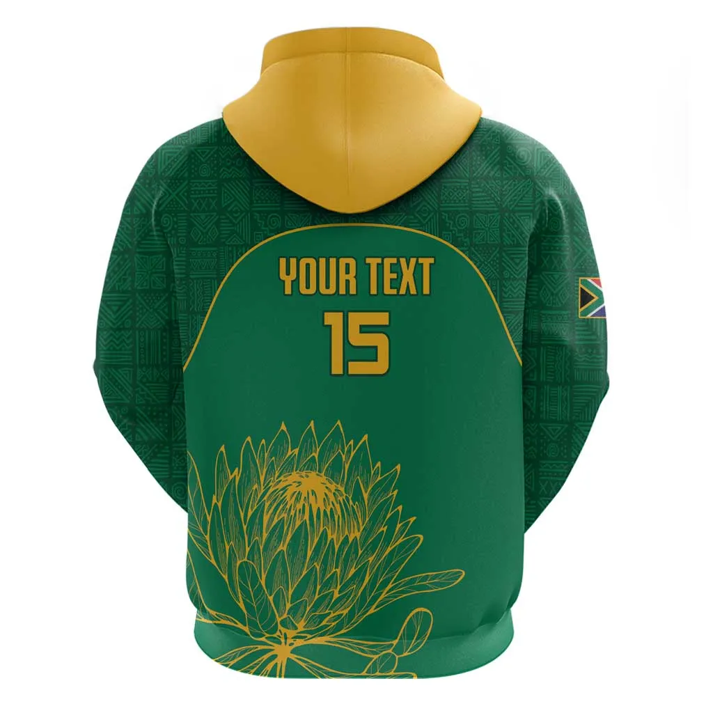 Custom South Africa Zip Hoodie Lion Mascot Proteas Cricket LT15