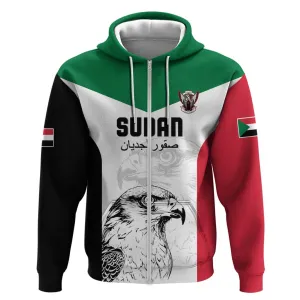 Custom Sudan Football Zip Hoodie Yalla Sudan LT15