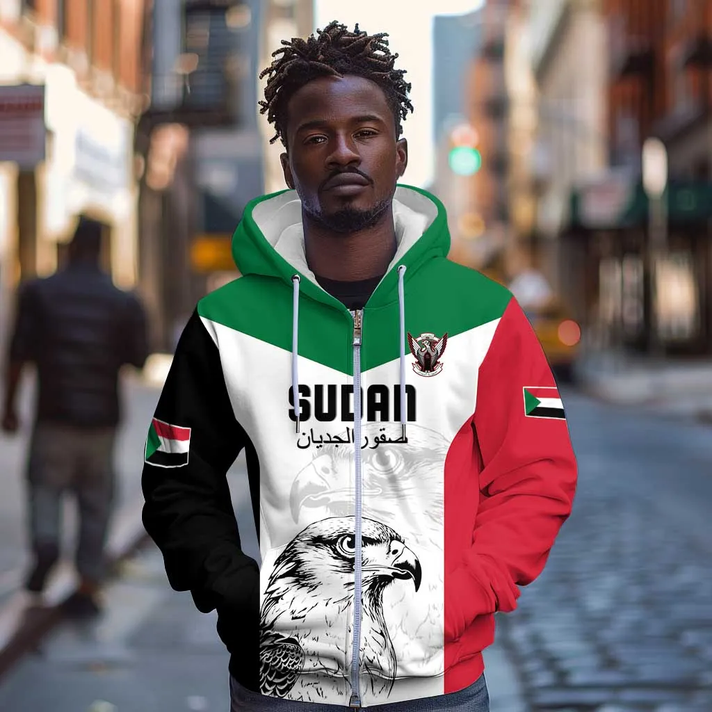 Custom Sudan Football Zip Hoodie Yalla Sudan LT15