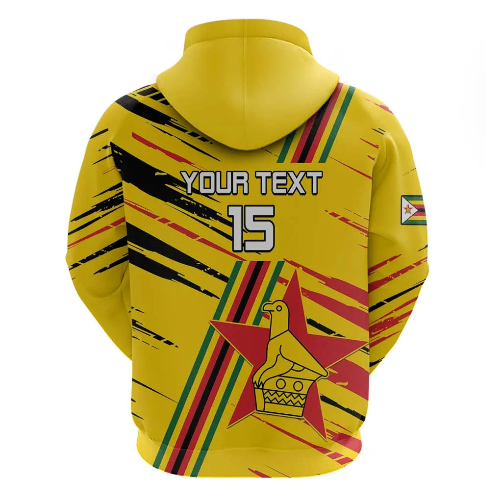 Custom Zimbabwe Football Zip Hoodie Grunge Style LT15