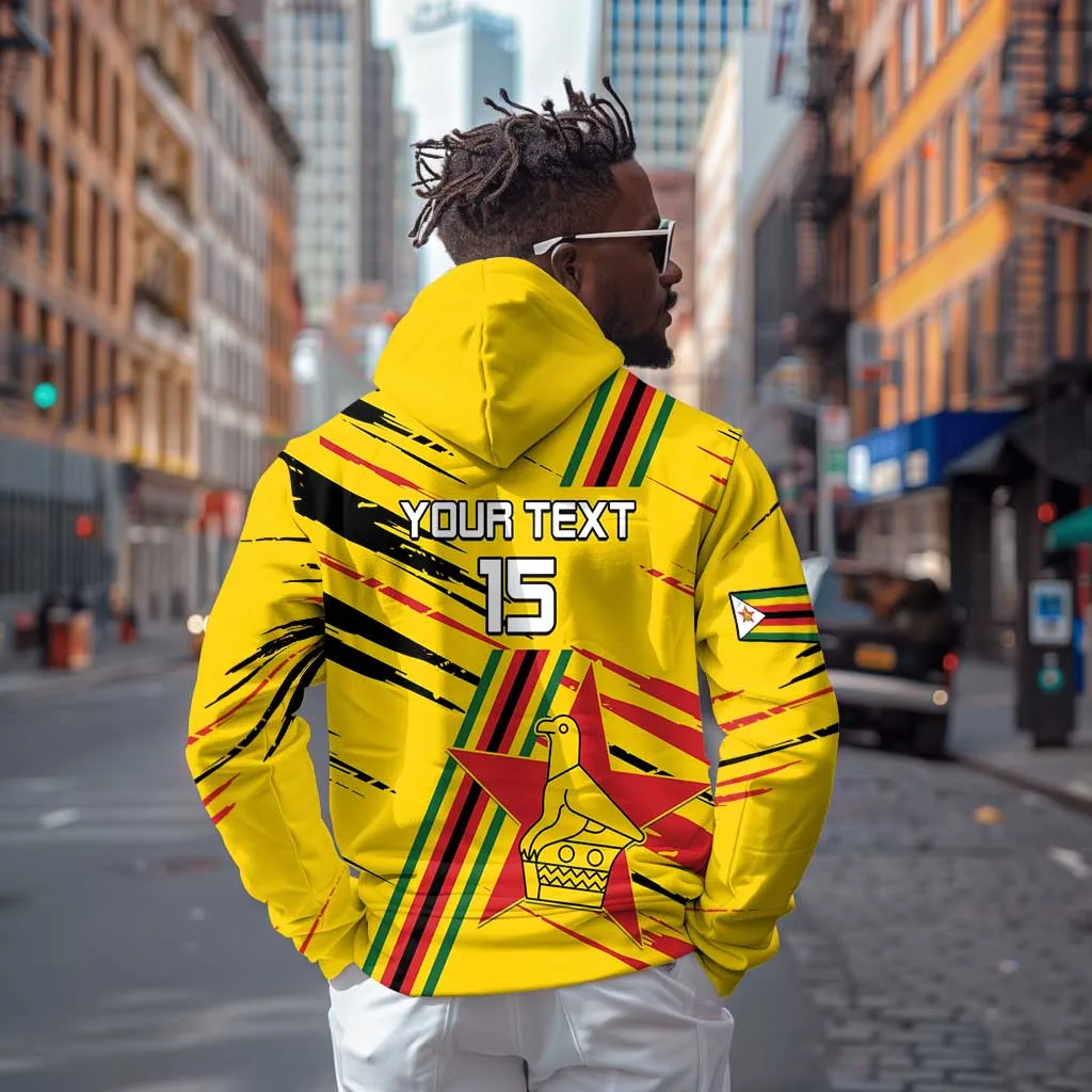 Custom Zimbabwe Football Zip Hoodie Grunge Style LT15