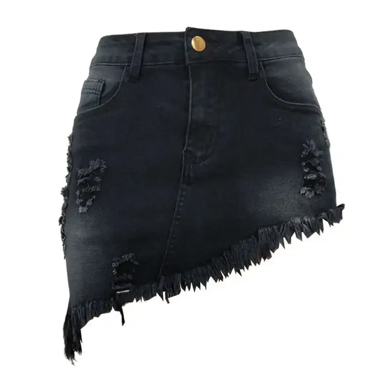 Dangerous Curves Distressed Denim Mini Skirt