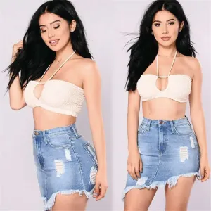 Dangerous Curves Distressed Denim Mini Skirt