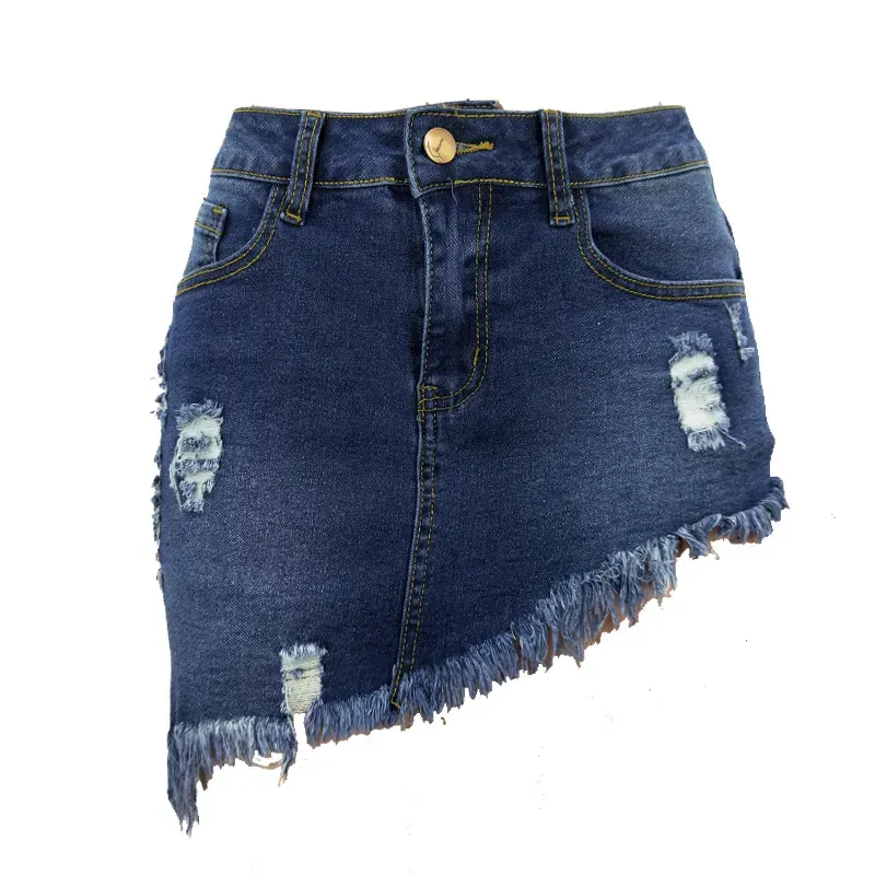 Dangerous Curves Distressed Denim Mini Skirt
