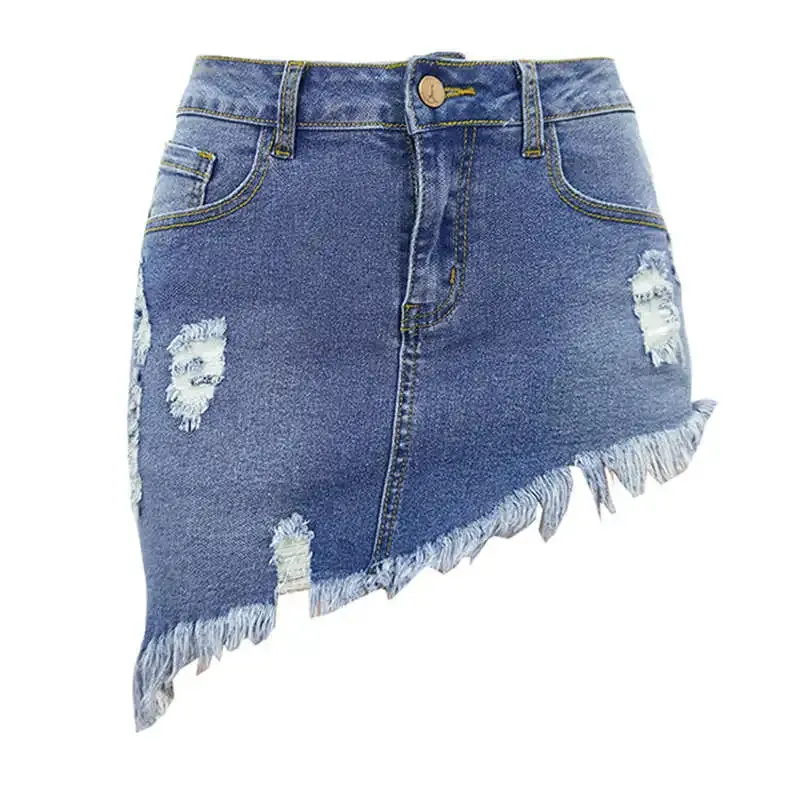Dangerous Curves Distressed Denim Mini Skirt