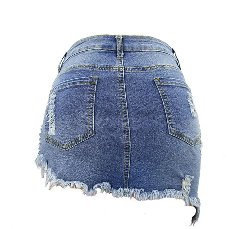 Dangerous Curves Distressed Denim Mini Skirt
