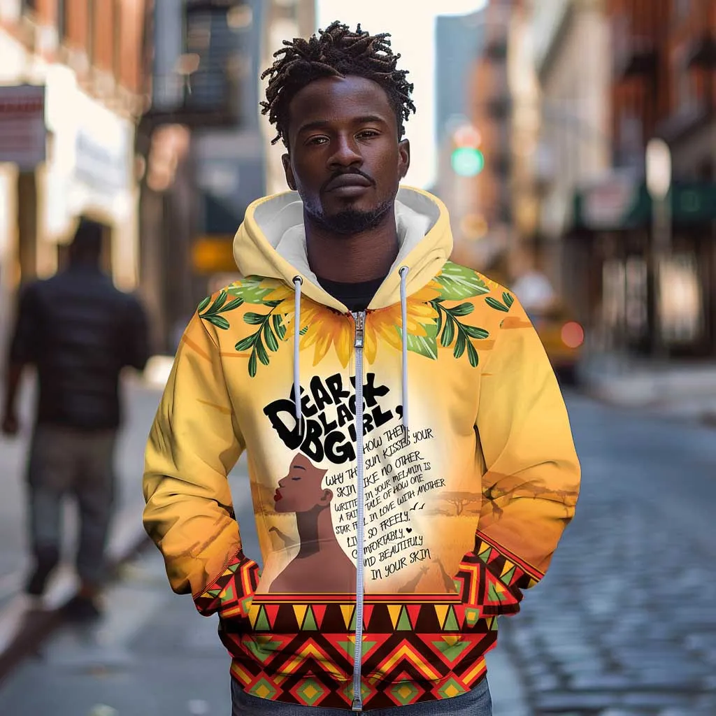 Dear Black Girl Zip Hoodie African Pride Black Women DT04