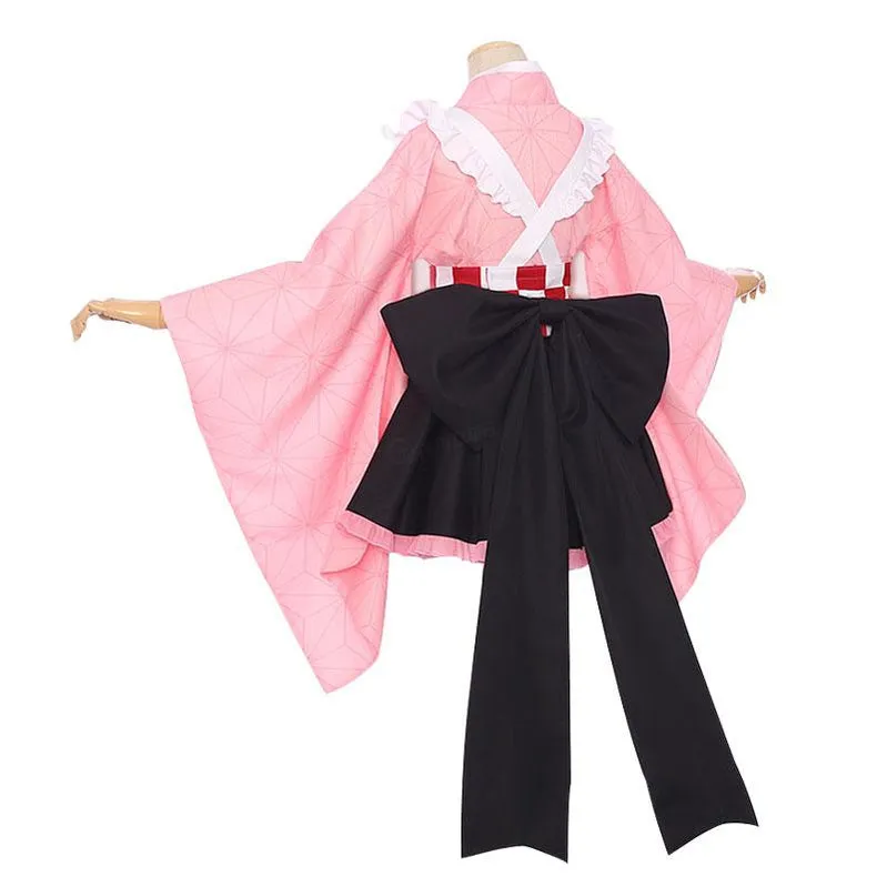 Demon Slayer Kimetsu no Yaiba Nezuko Kamado Kimono Maid Outfit Cosplay Costumes