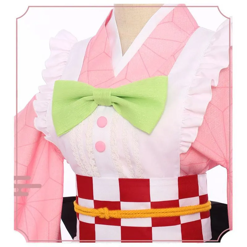 Demon Slayer Kimetsu no Yaiba Nezuko Kamado Kimono Maid Outfit Cosplay Costumes