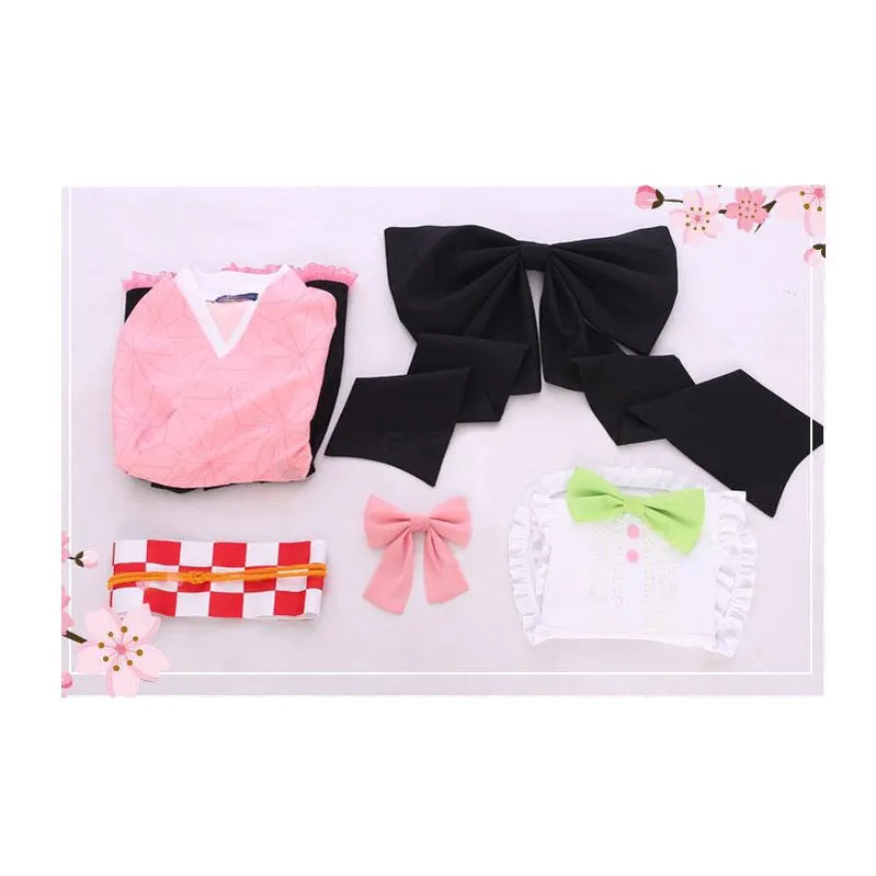Demon Slayer Kimetsu no Yaiba Nezuko Kamado Kimono Maid Outfit Cosplay Costumes