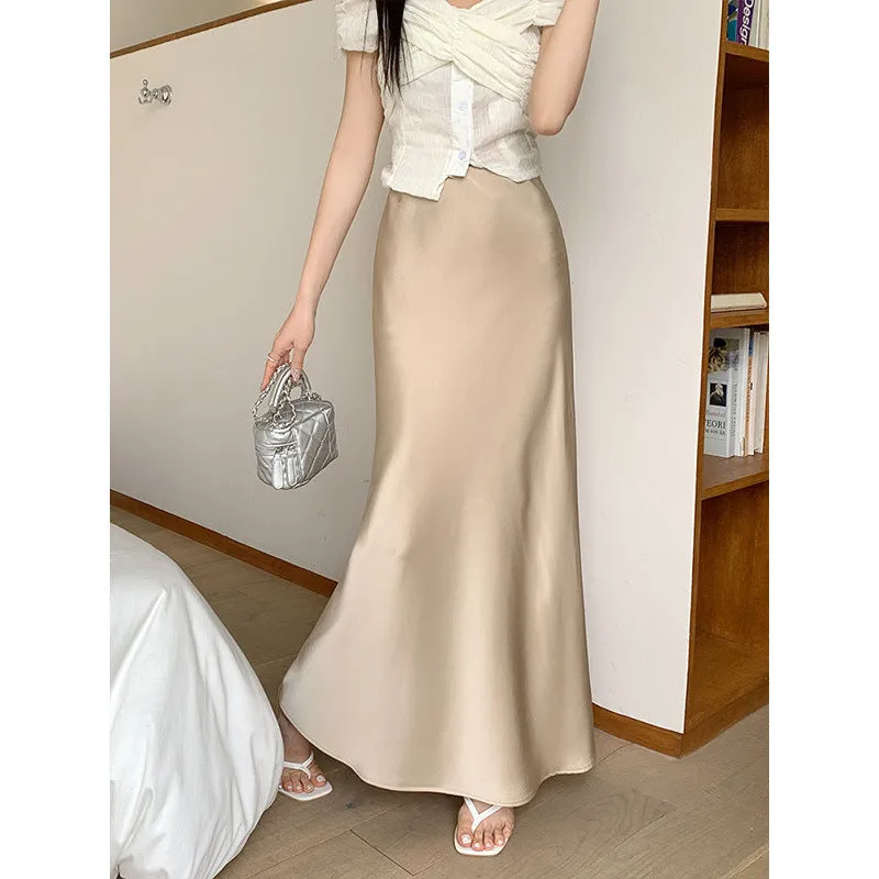 Design High Waist Skirt Women's Mid-length