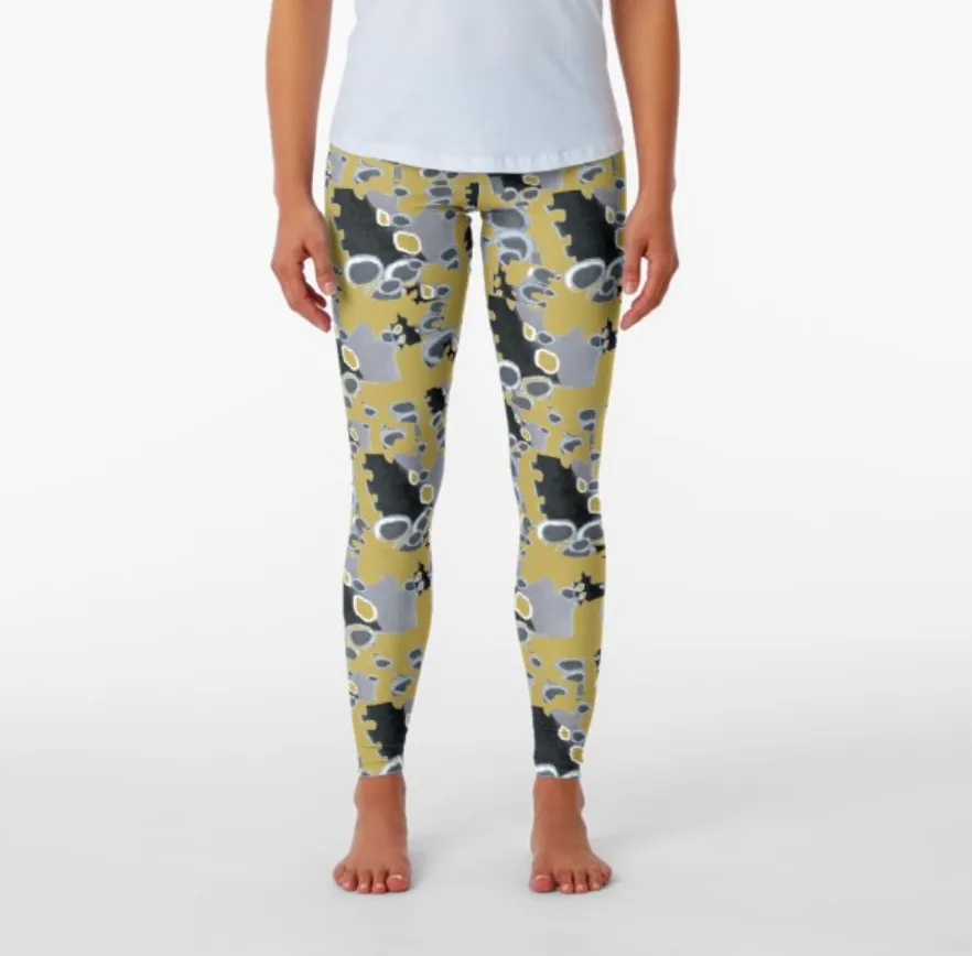 Designer Leggings - Mustard Jigsaw