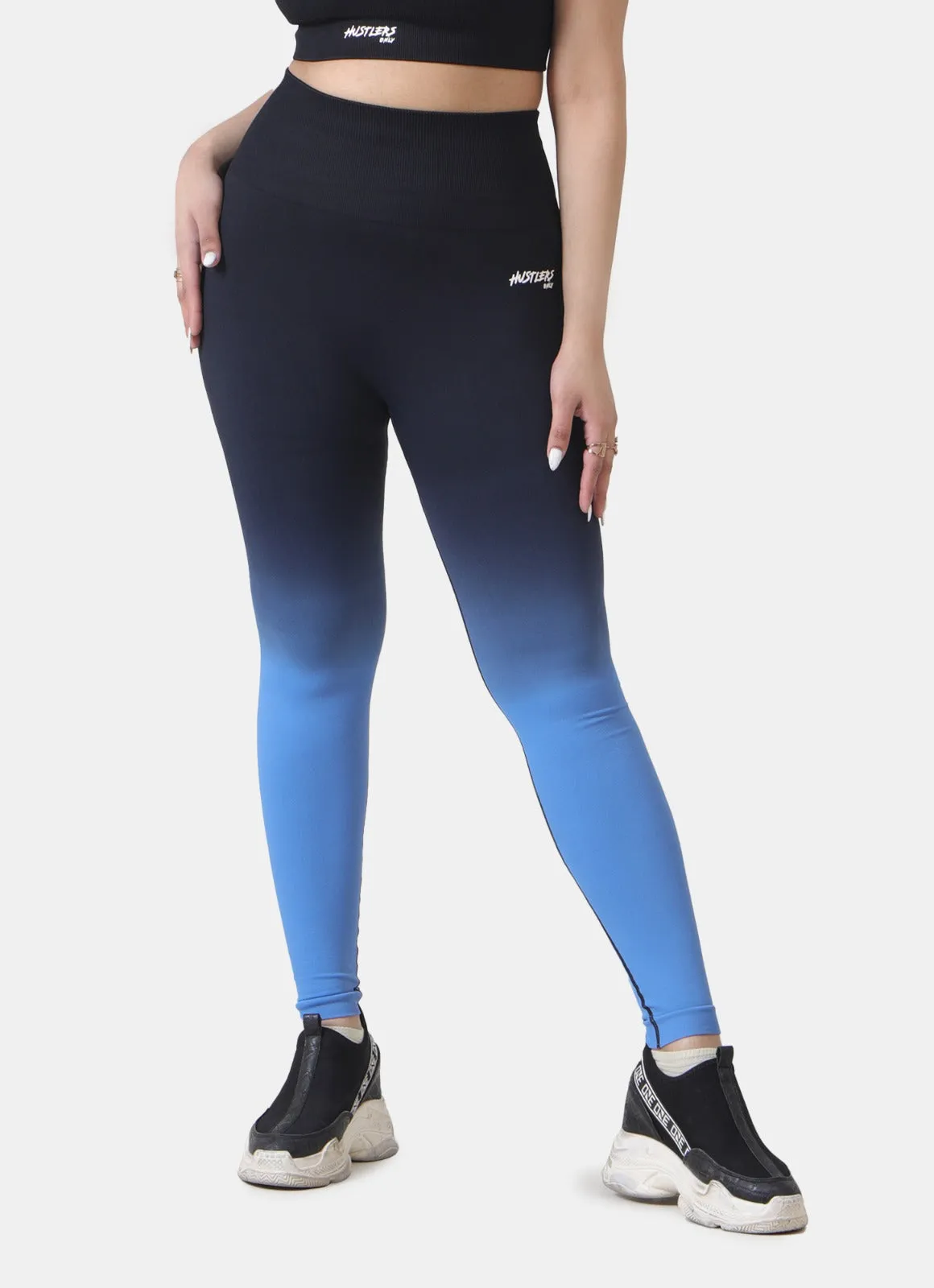 Dip Dye Seamless Leggings-Blue