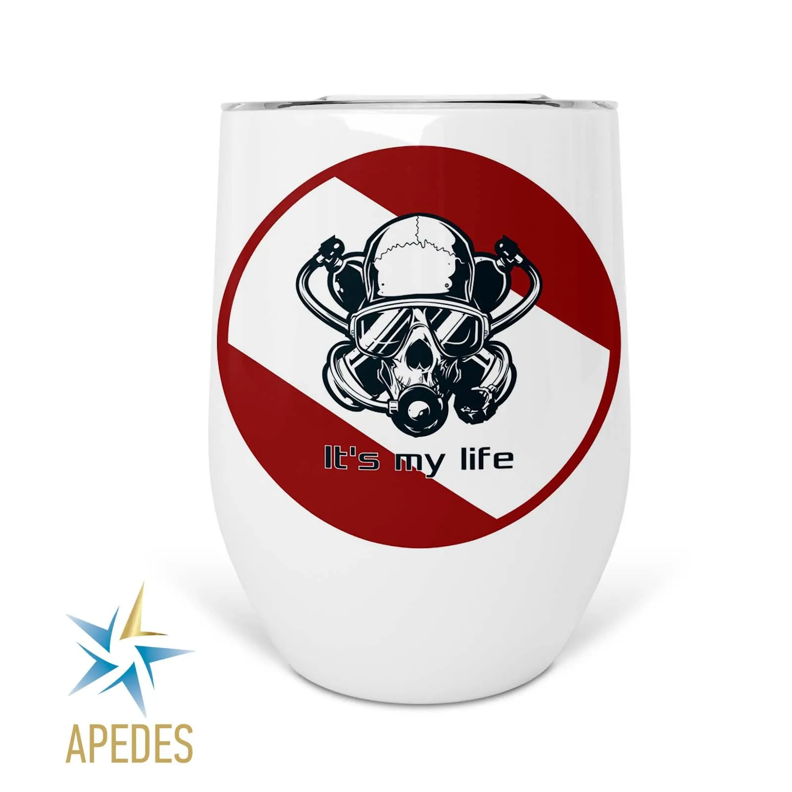 Diver Skull Stainless Steel Stemless Wine Cup 12 OZ