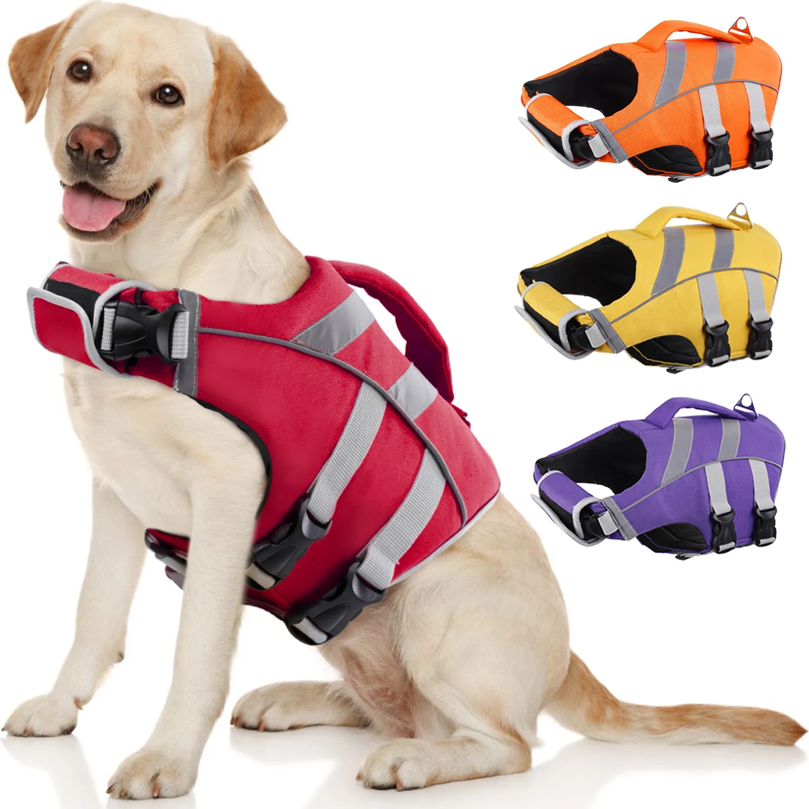 Dog Life Jacket with Reflective Strips