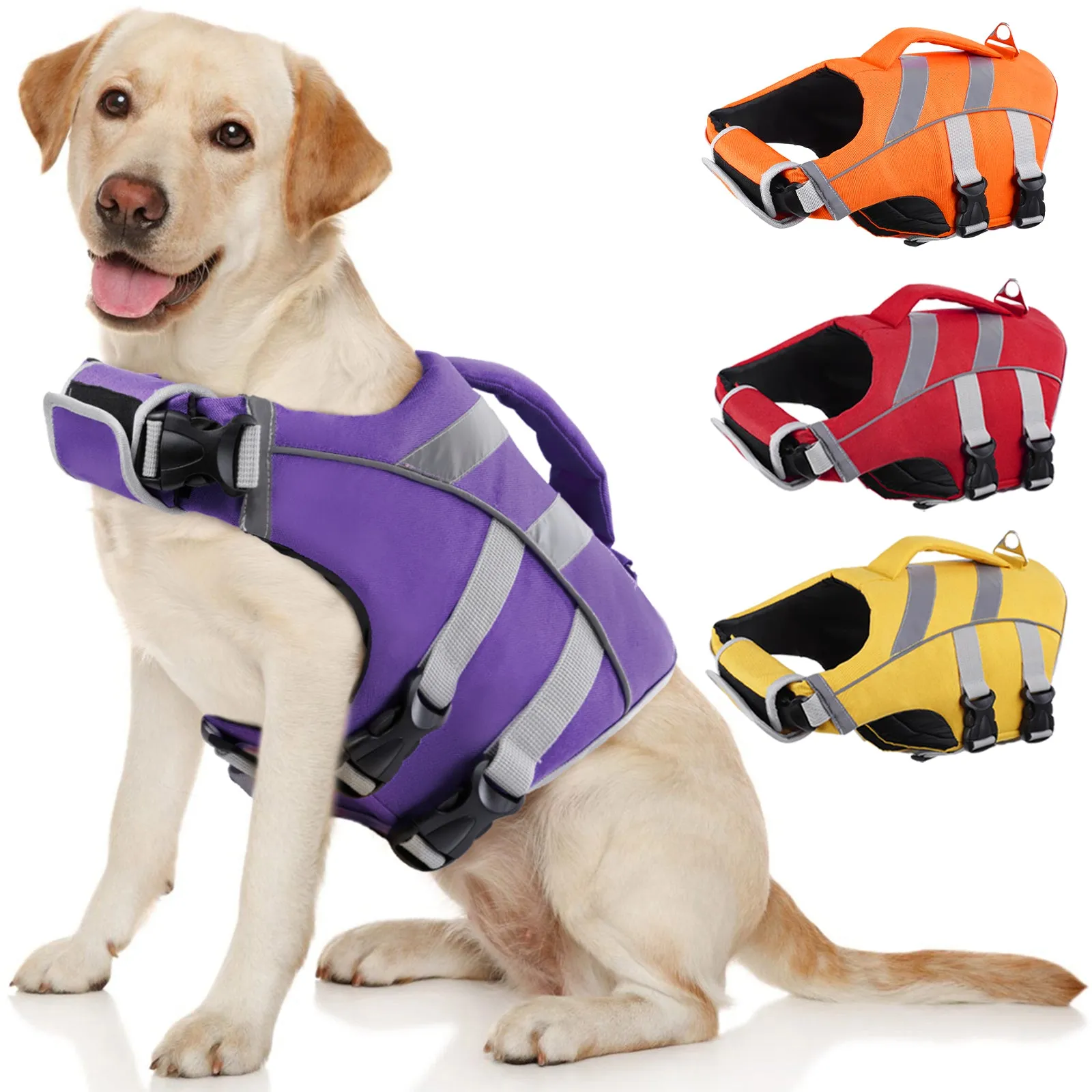 Dog Life Jacket with Reflective Strips