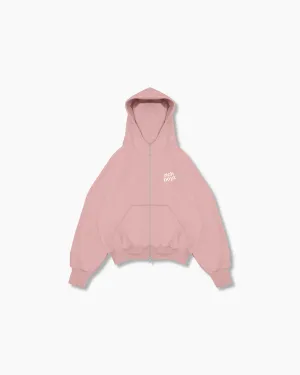 Double Zip Box Hoodie - Pink