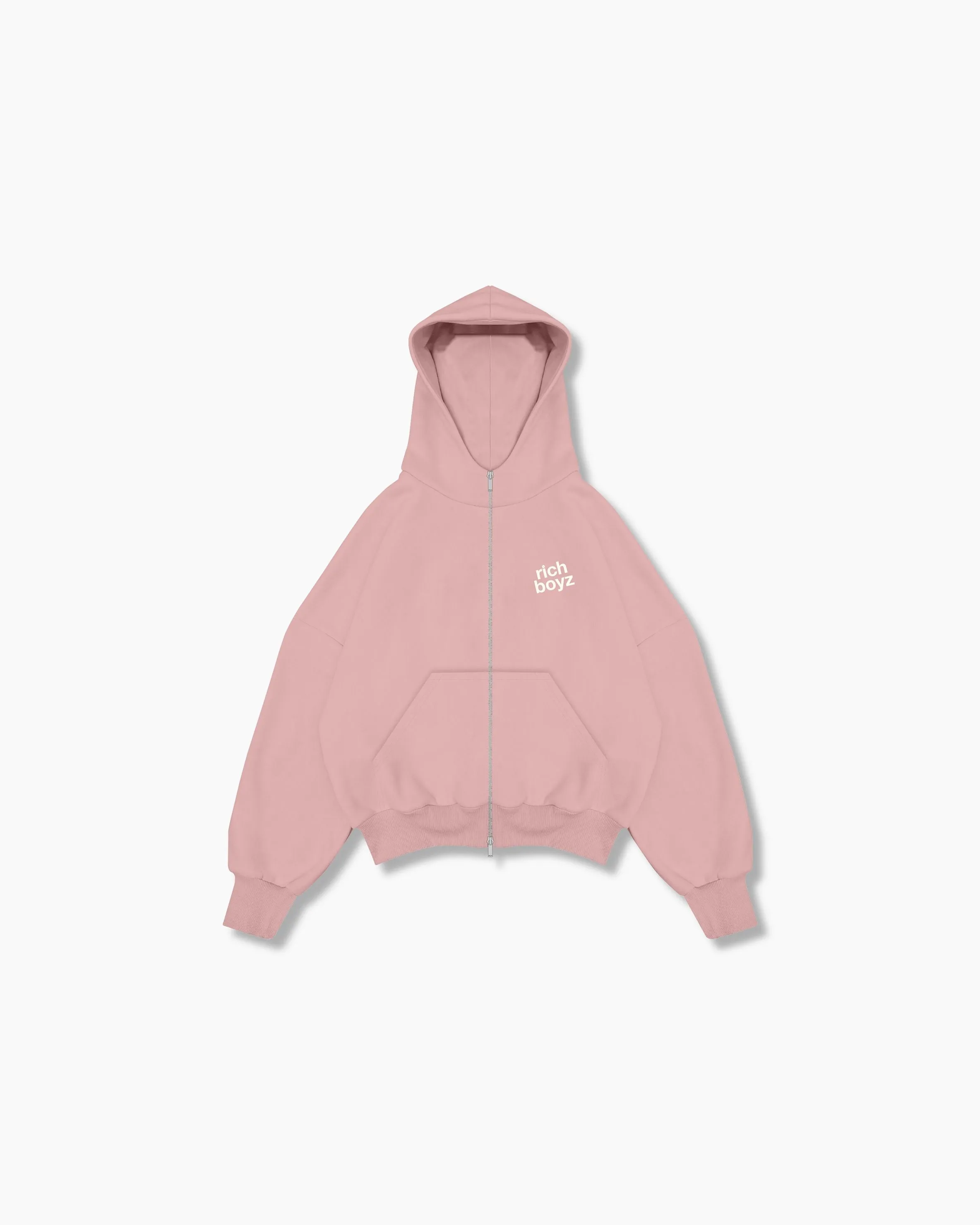 Double Zip Box Hoodie - Pink