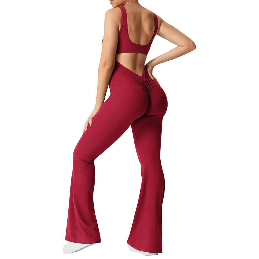 DressUp Sexy Backless Scrunch Booty Lifting Viral Flare Jumpsuits