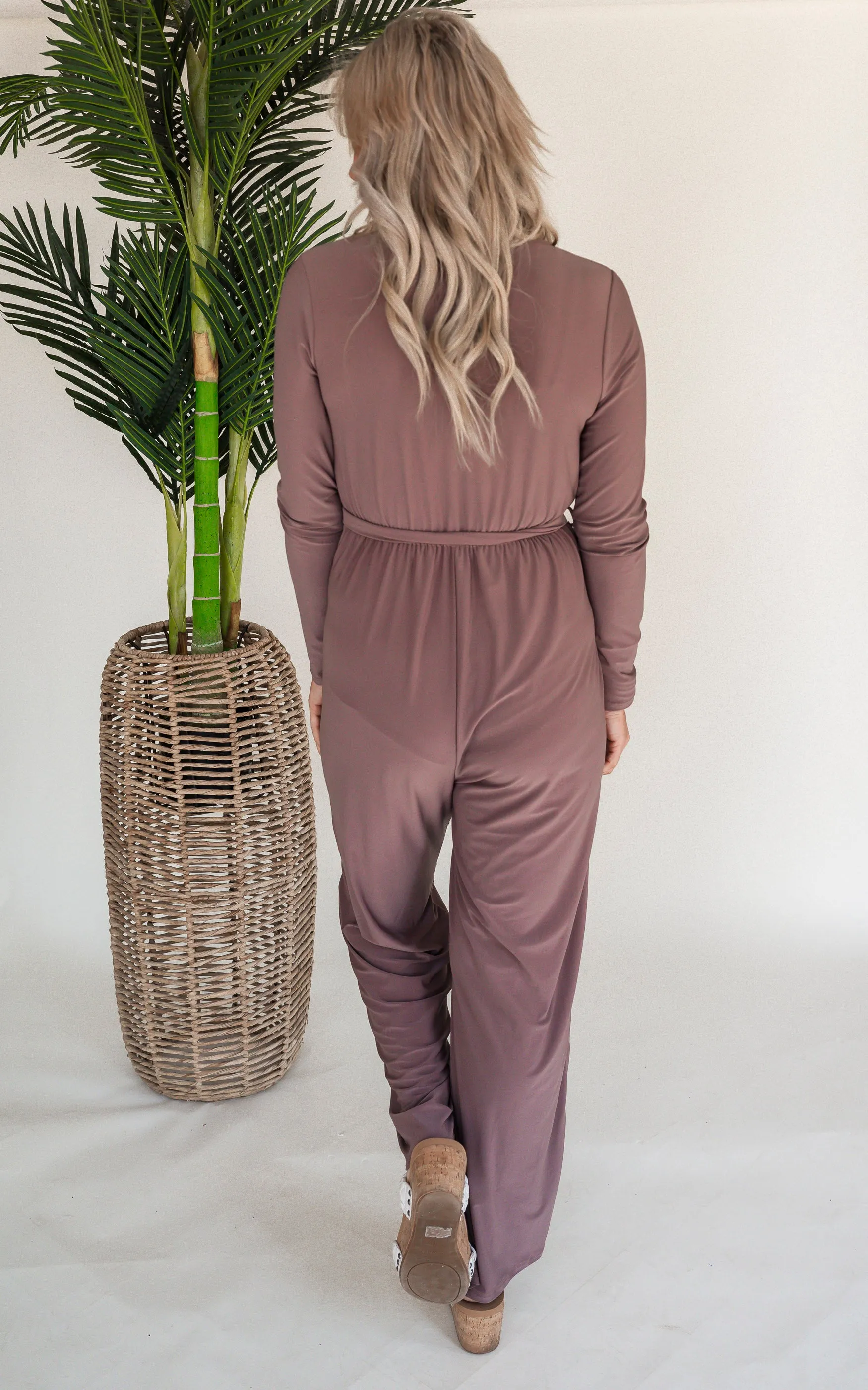 Dusty Mauve Long Sleeve Jumpsuit - Final Sale**