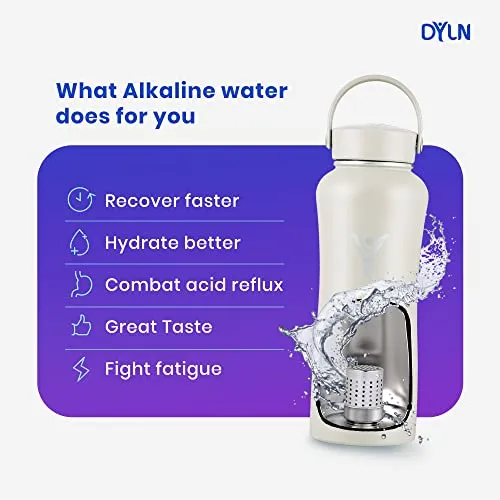 DYLN 40 oz Alkaline Water Bottle - Premium 9  pH Water Vacuum Insulated Stainless Steel
