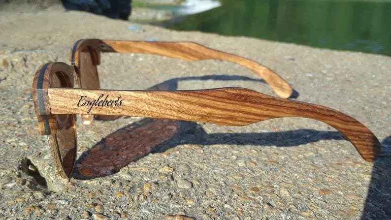 Ebony and ZebraWood Sunglasses, Tea Colored Polarized Lenses