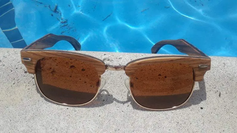 Ebony and ZebraWood Sunglasses, Tea Colored Polarized Lenses
