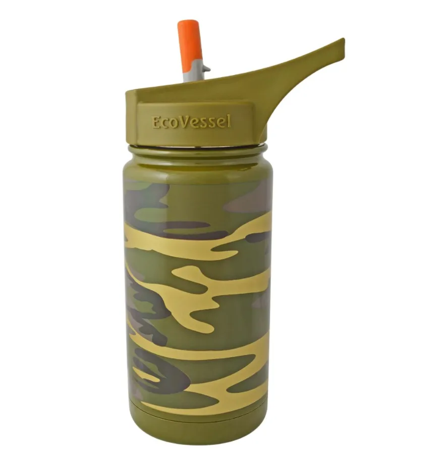 EcoVessel Scout - 13 oz Insulated Stainless Steel Water Bottle with Straw