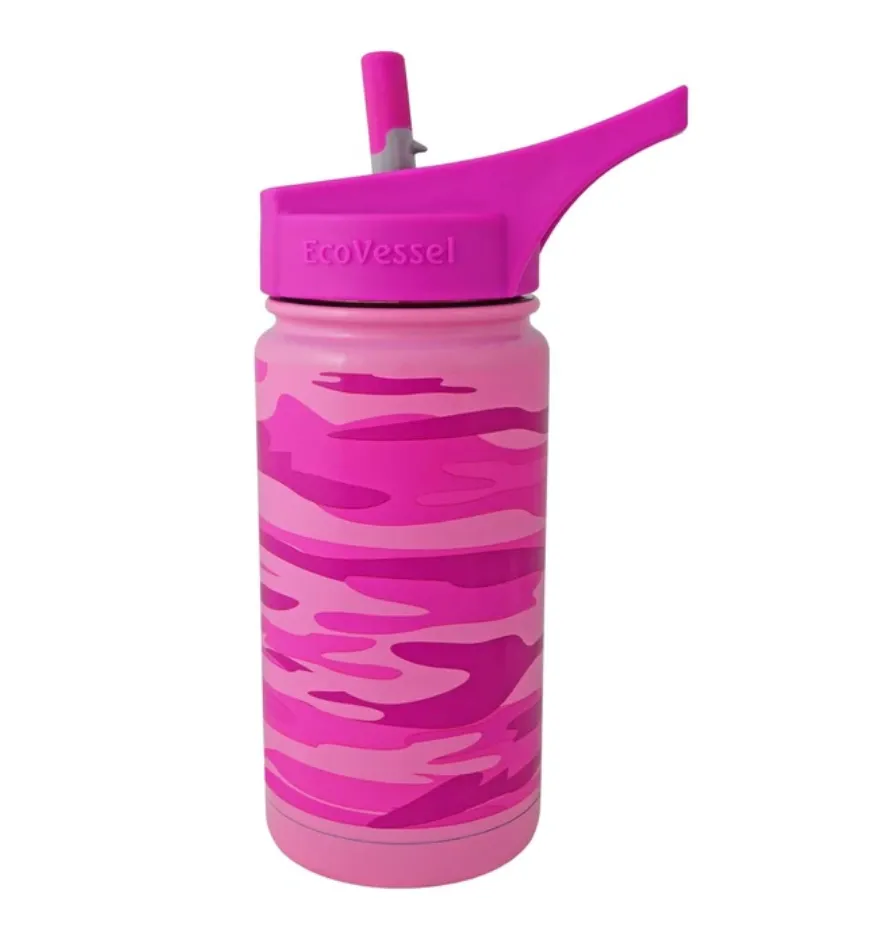 EcoVessel Scout - 13 oz Insulated Stainless Steel Water Bottle with Straw