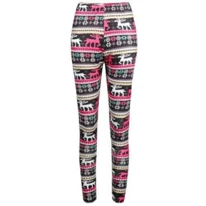 Elastic Waist Elk Print Workout Leggings - S
