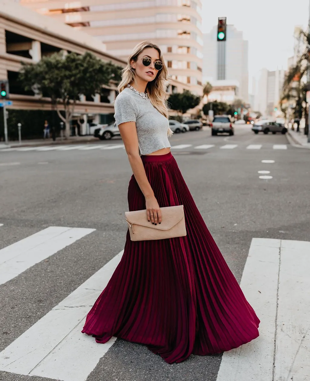 Elegant  High Waist Pleated Elastic Long Skirts