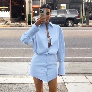 Elegant Slim-fit Sheath Shirt Dress