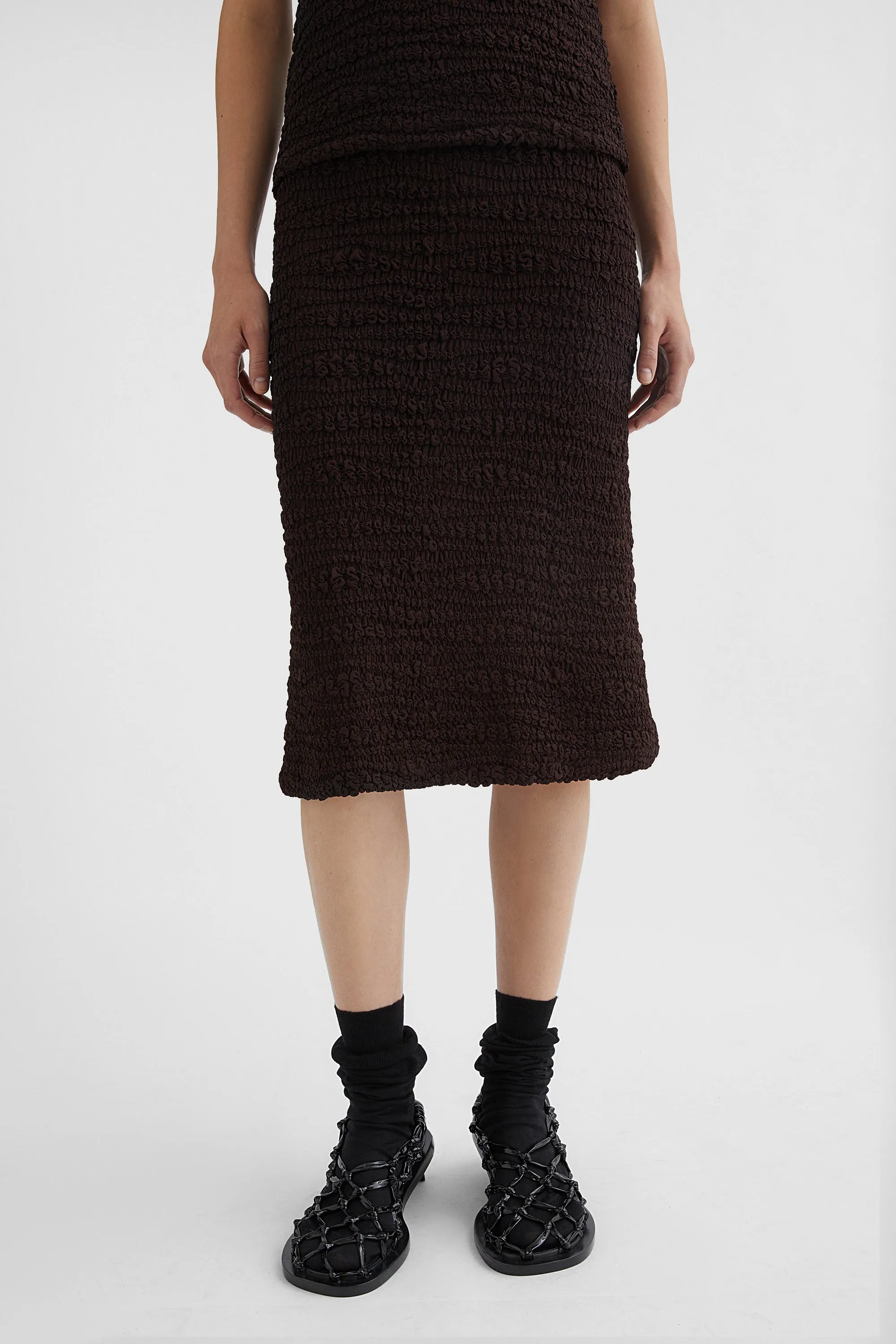 Embroidered Light Crepe Skirt