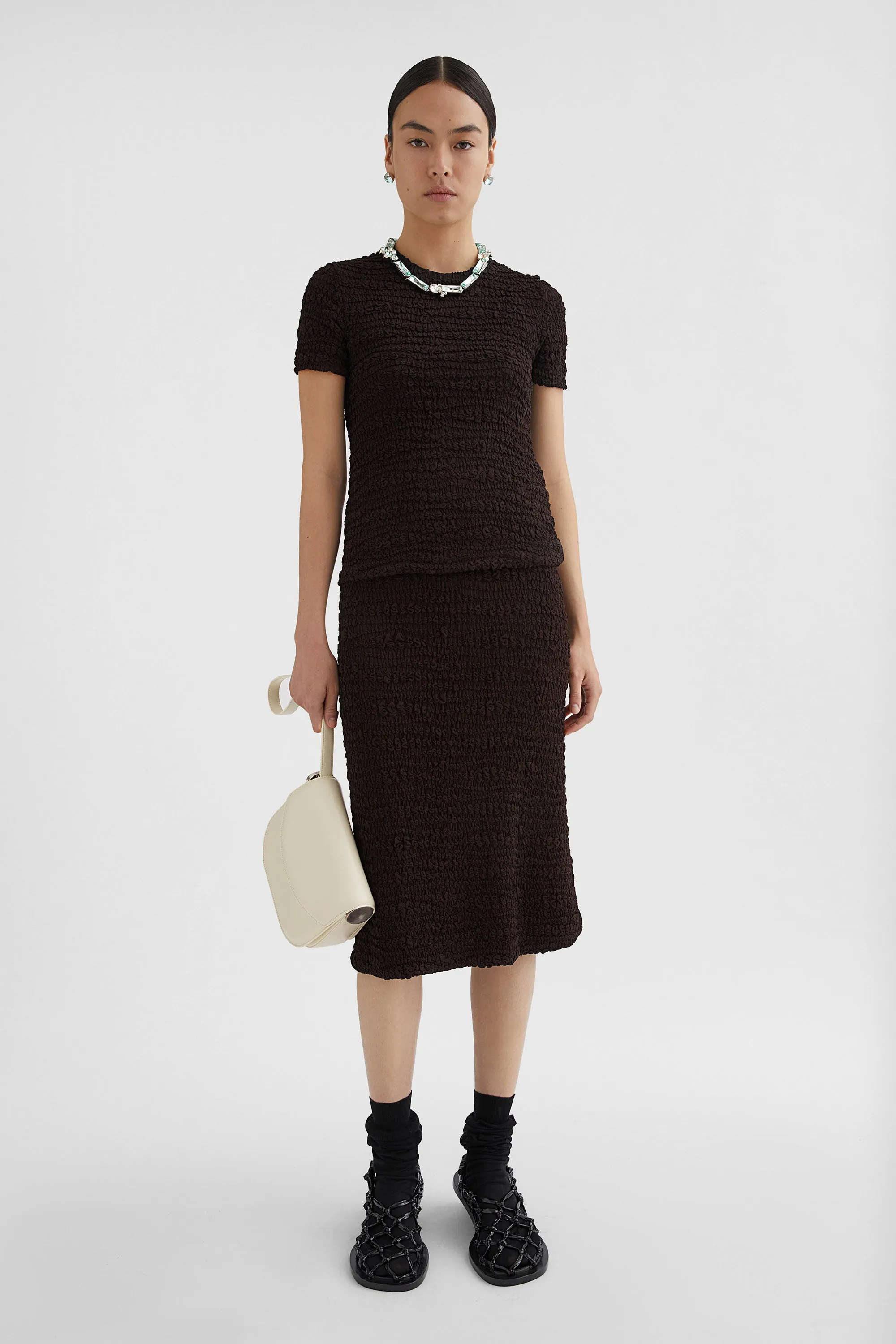Embroidered Light Crepe Skirt
