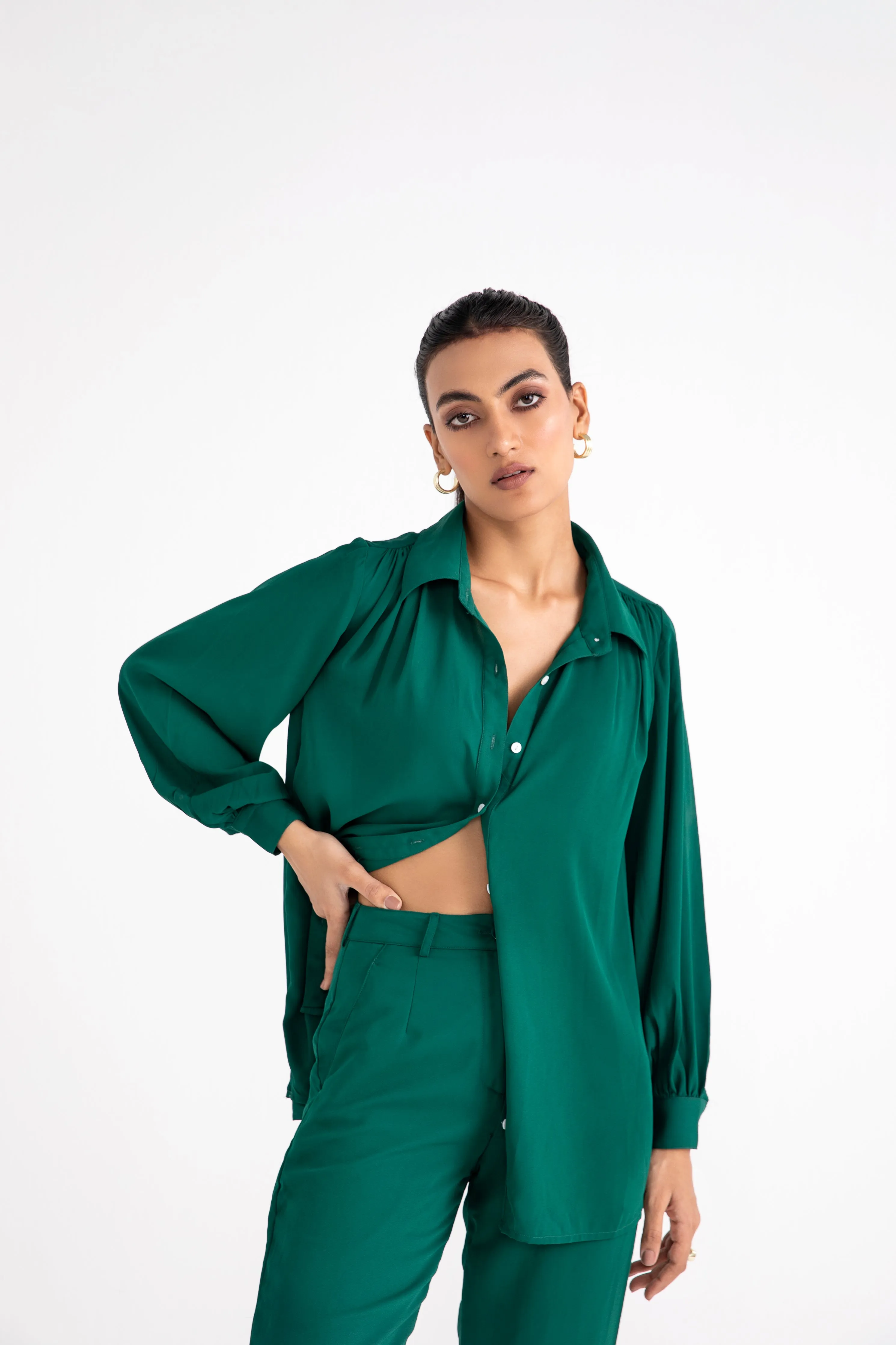 Emerald Green Monotone Fluid Coord Set