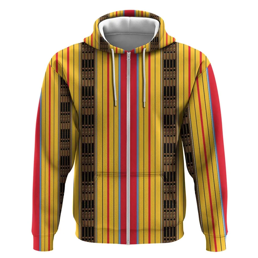 Eritrea Traditional Saho Mix Tilet Pattern Zip Hoodie LT15