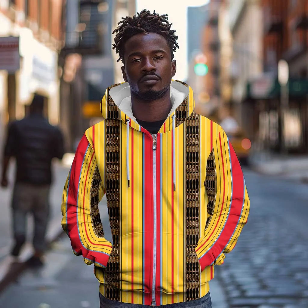Eritrea Traditional Saho Mix Tilet Pattern Zip Hoodie LT15