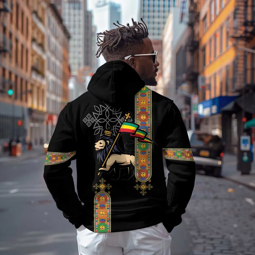 Ethiopia Saba Kemis Zip Hoodie Lion Of Judah Black Color LT15