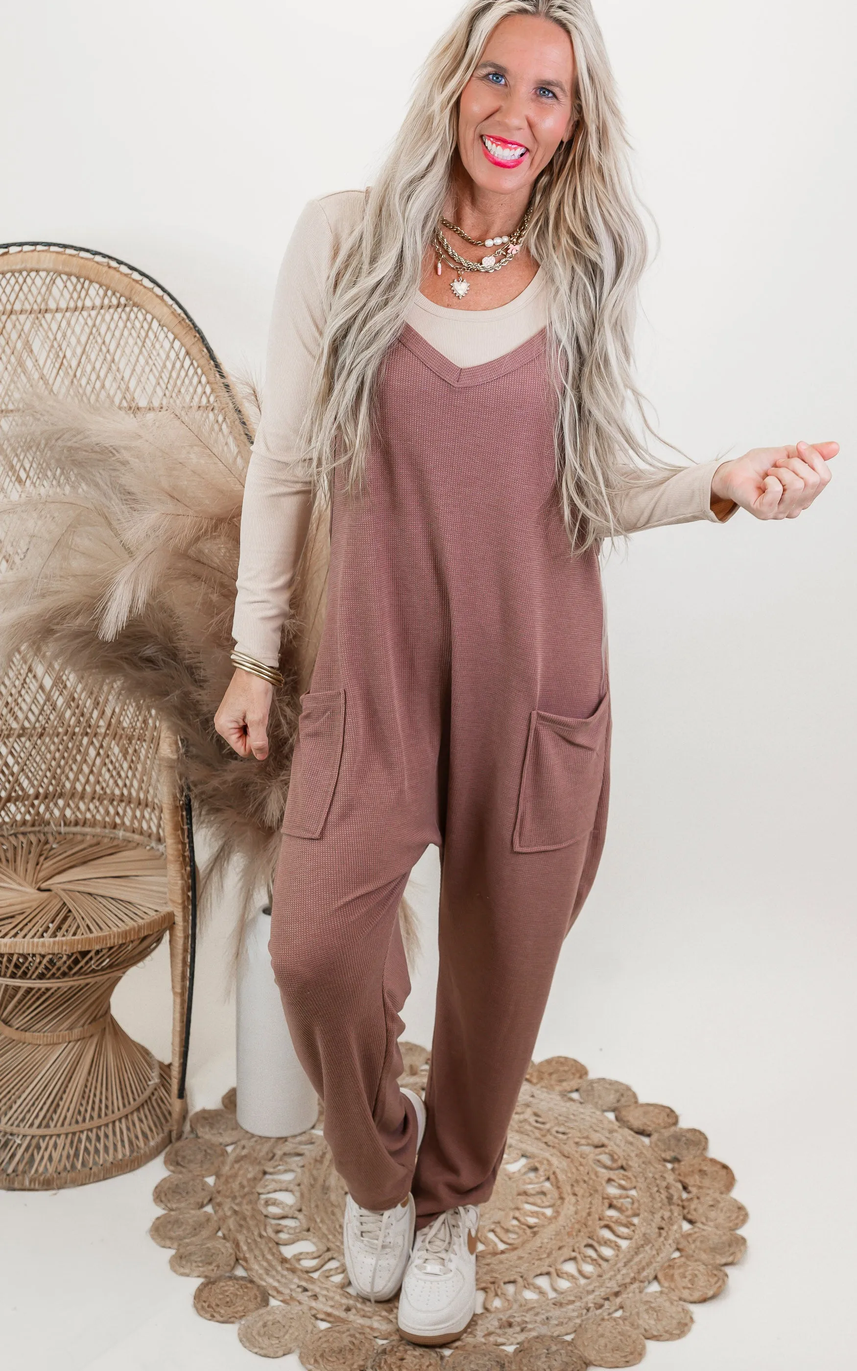 Fall Sierra Lounge Harem Jumpsuit w/ Pockets - Final Sale**
