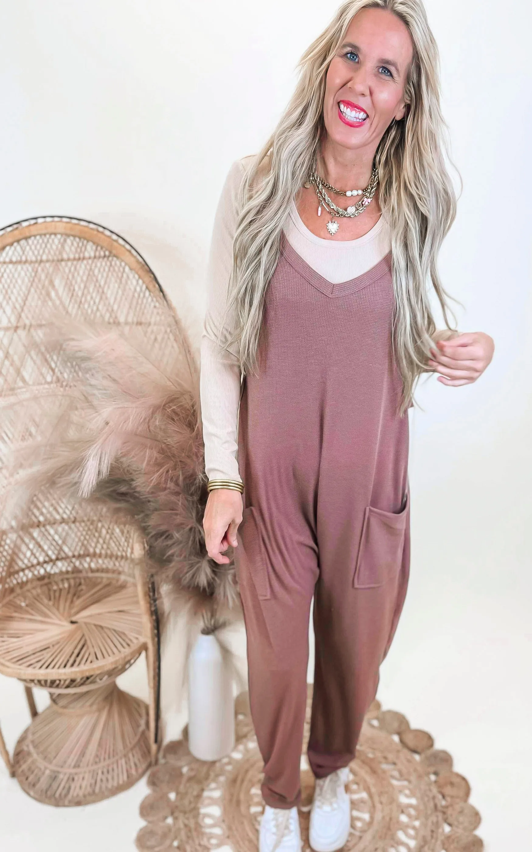 Fall Sierra Lounge Harem Jumpsuit w/ Pockets - Final Sale**