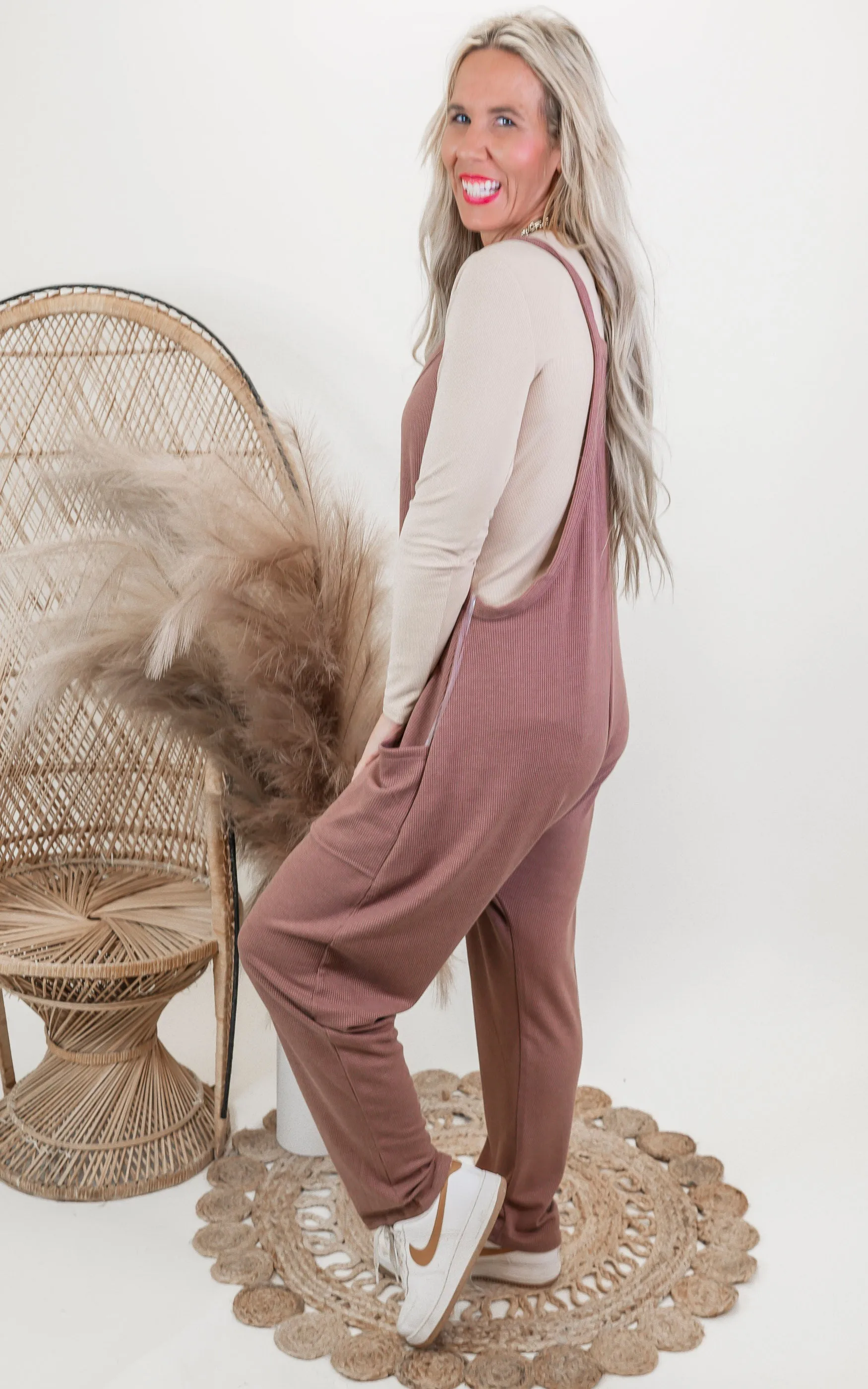 Fall Sierra Lounge Harem Jumpsuit w/ Pockets - Final Sale**