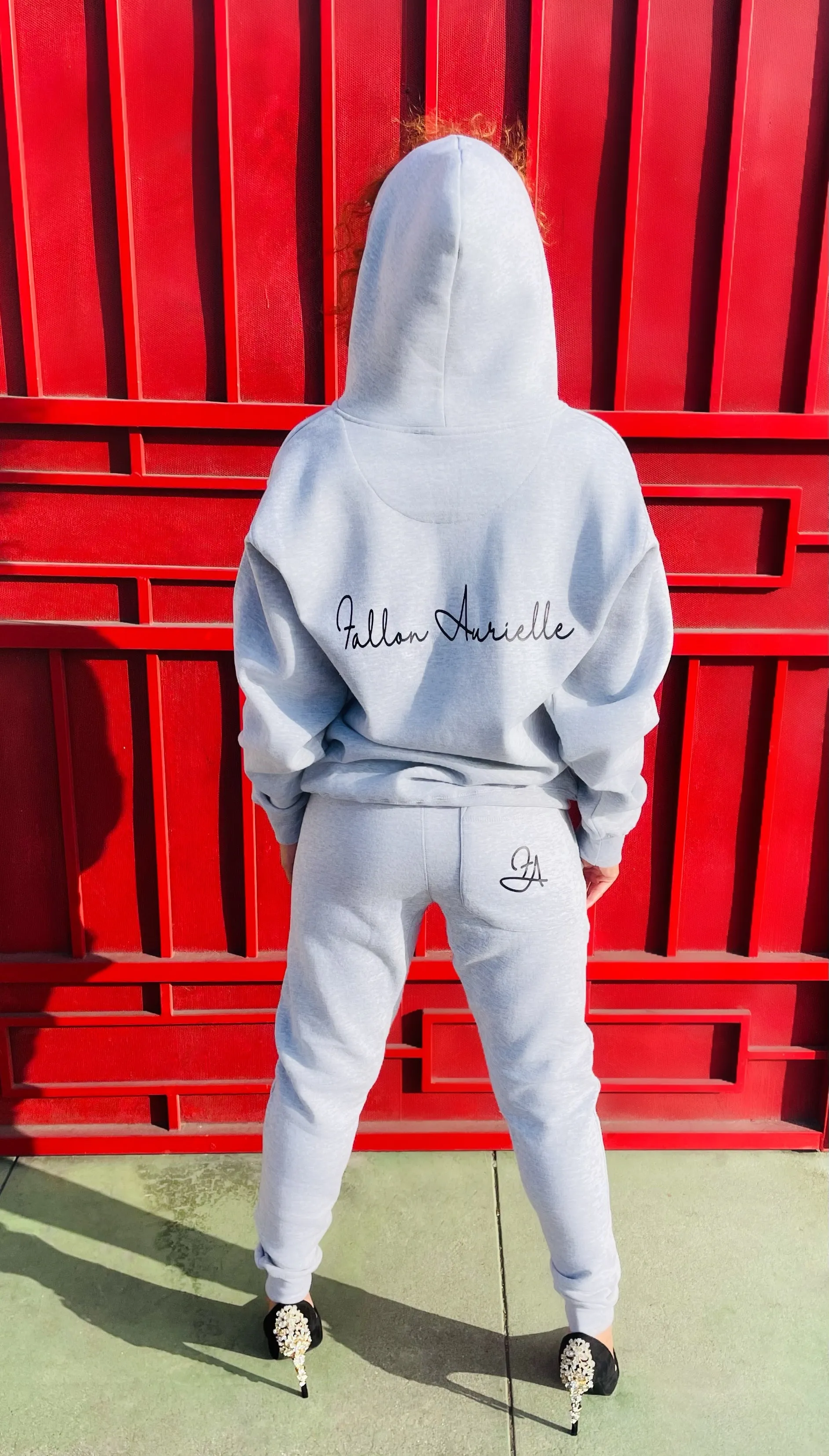 Fallon Aurielle Unisex Signature Zip Hoodie (Gray & Black)