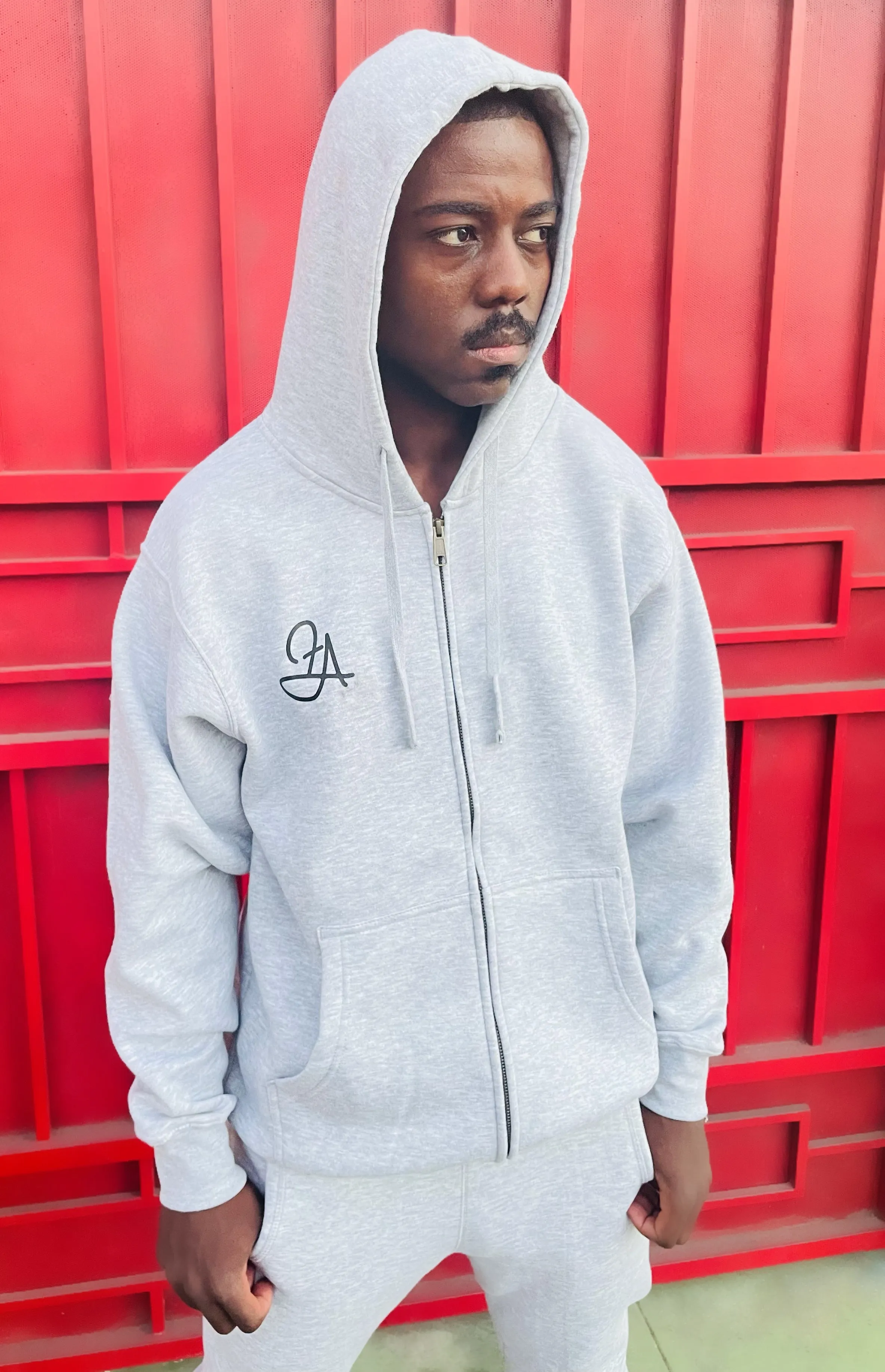 Fallon Aurielle Unisex Signature Zip Hoodie (Gray & Black)