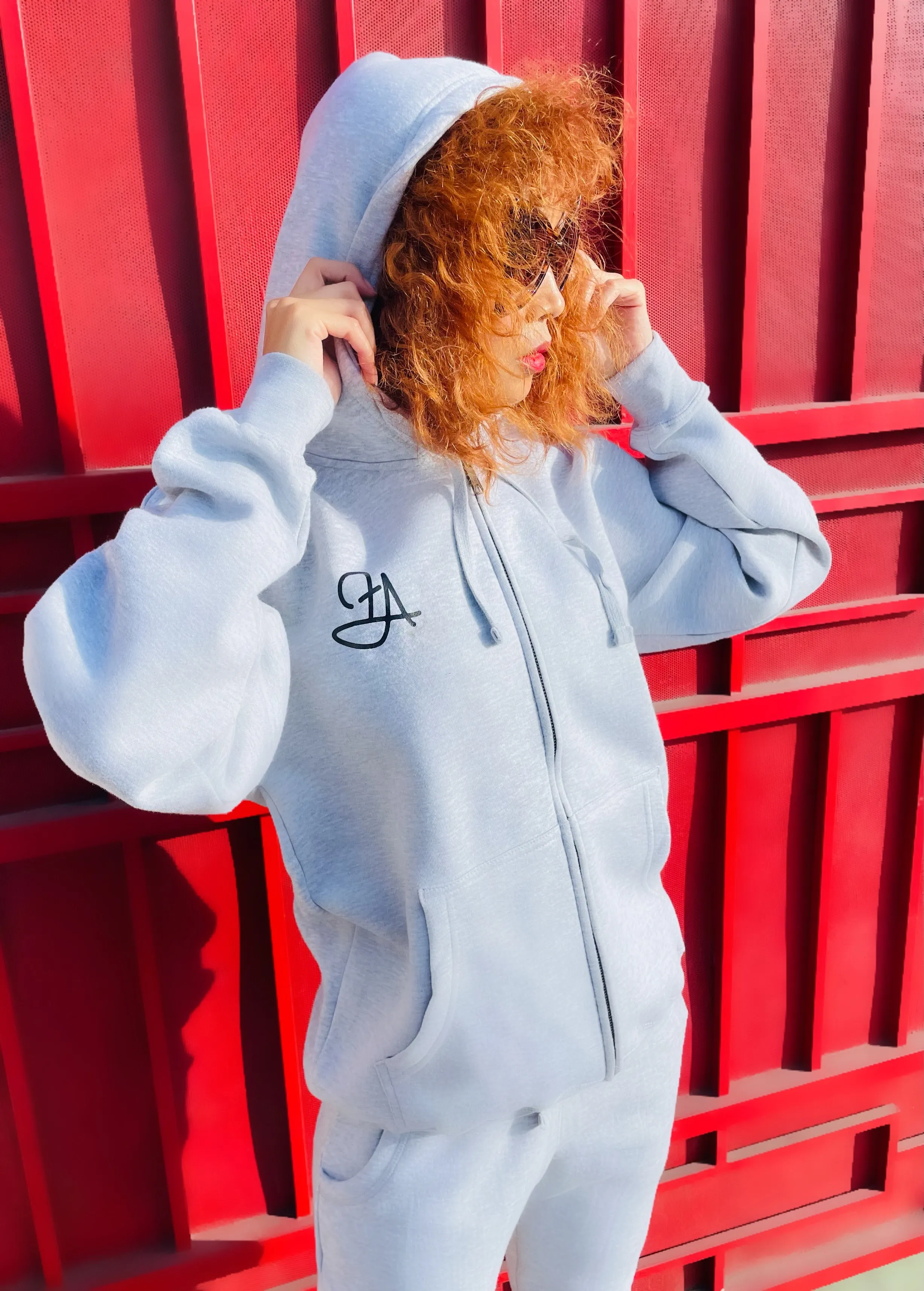 Fallon Aurielle Unisex Signature Zip Hoodie (Gray & Black)