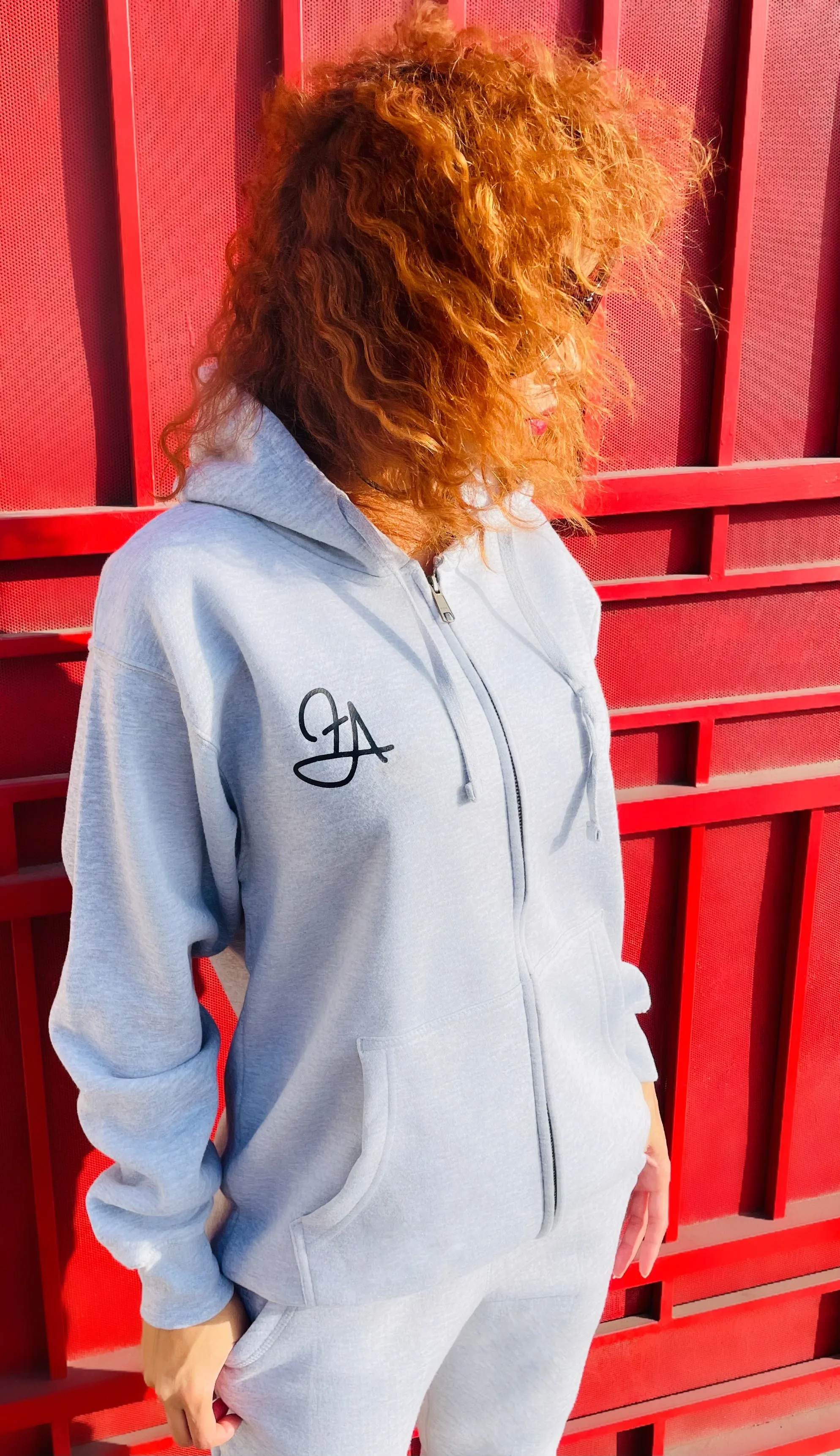 Fallon Aurielle Unisex Signature Zip Hoodie (Gray & Black)