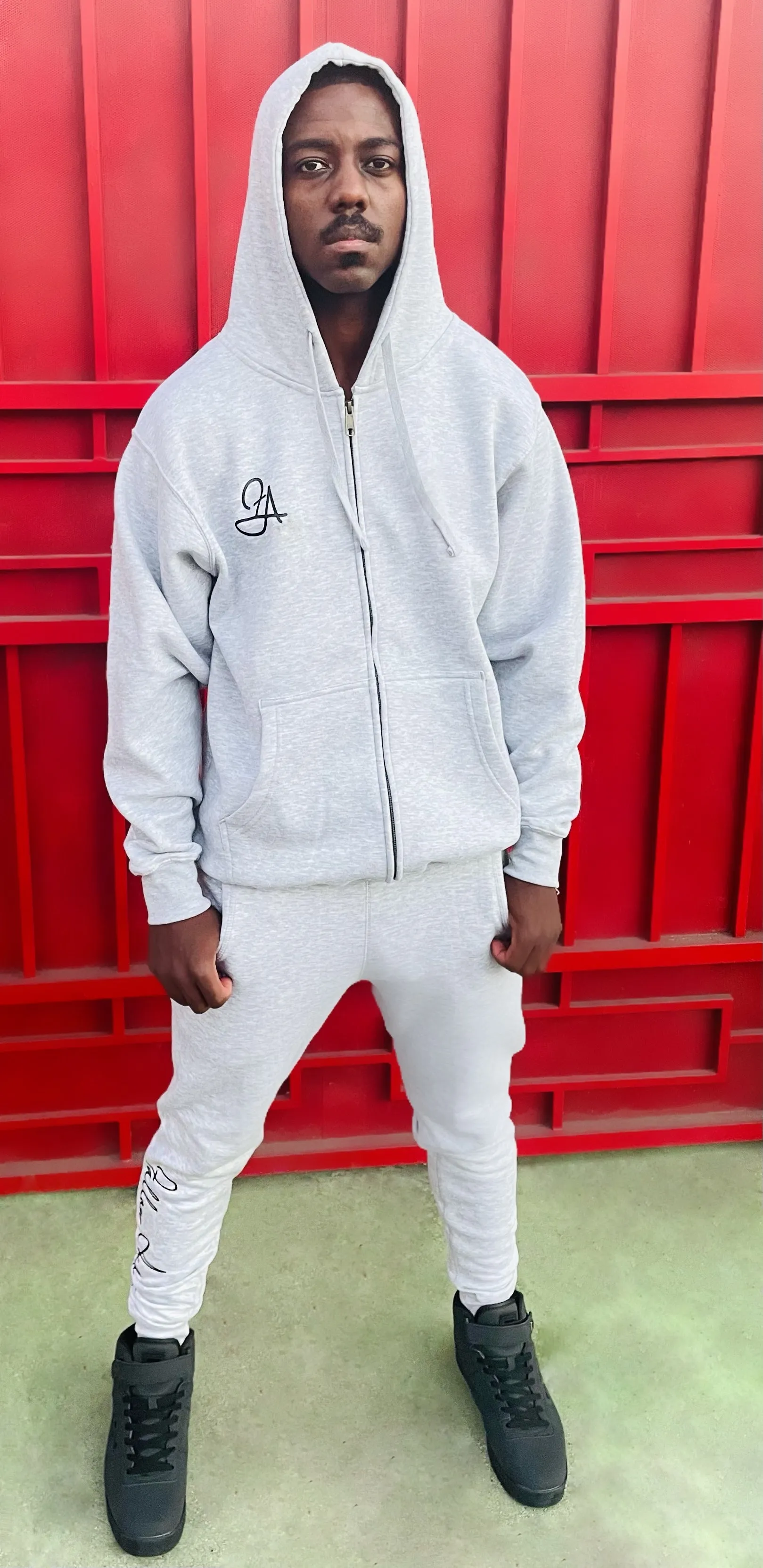 Fallon Aurielle Unisex Signature Zip Hoodie (Gray & Black)