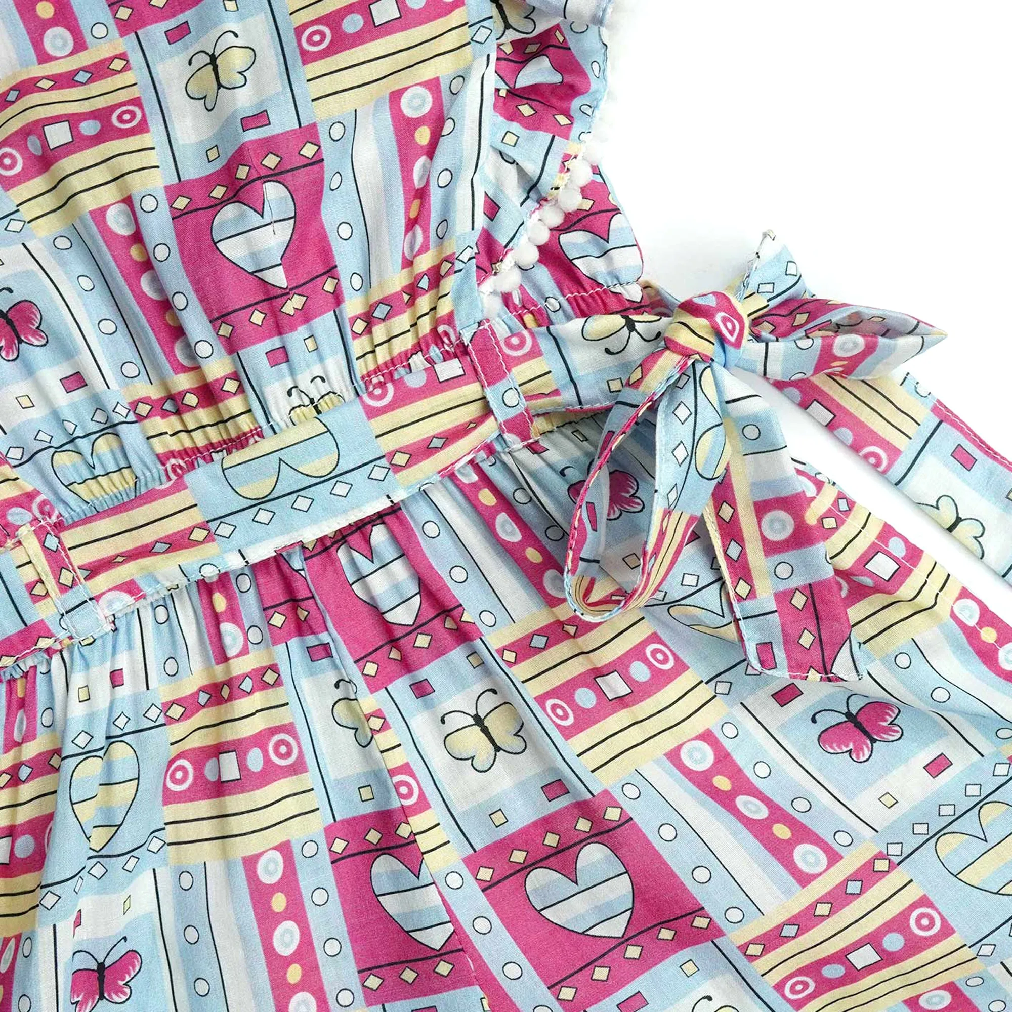 Fashion All Over Digital Printed Soft Cotton Frill Jumpsuit With Lace Details