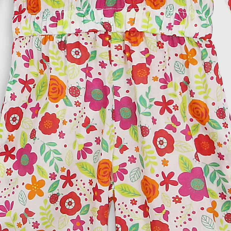 Fashion All Over Digital Printed Soft Cotton Frill Jumpsuit